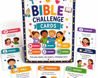 Bibel Herausforderungskarten für Kinder | Christliche druckbare Aktivitäts-Bundle | VBS Spiele | Sonntagsschule | Kinderkirche | Glaube Belohnung System