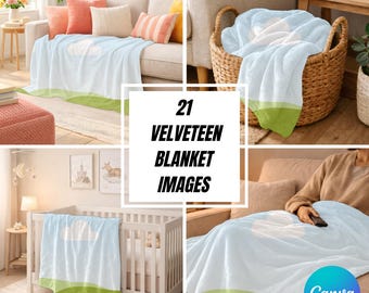 Lifestyle & Kinderzimmer Velveteen Plüschdecke Mockups |  Printify und Printful Bereit | Canva Bearbeitbar | Digitaler Download