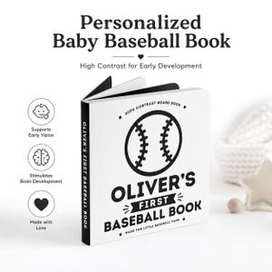 Personalized Baby Baseball Board Book, High Contrast First Book