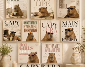 Capybara Meme Wall Art Prints, Funny and Neutral (Digital Download)