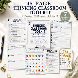 Può includere: Un kit di strumenti di 45 pagine per la classe che include una guida per insegnanti, un indice, una pagina di riflessione matematica, carte per gruppi casuali, ruoli di gruppo e schede strategiche con testo, icone e grafiche colorate.