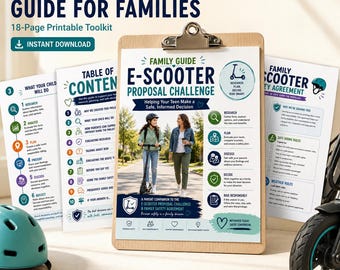 E-Scooter Safety Guide for Families | Teen Proposal Project & Parent Agreement | Printable Digital Download