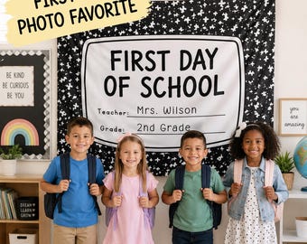 First Day of School Fabric Backdrop | Personalized Composition Notebook Photo Banner