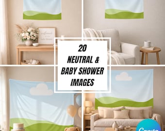 20 Indoor Wandteppich Mockups Bundle Neutral Lifestyle, Babyparty & Event Backdrop Mockups