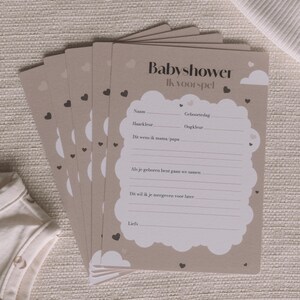 Bumpy Beige Babyshower Invulkaarten Download - Voorspelkaarten - Voorspellingen - 10 stuks - Natuurtinten - Stevig papier - A6 - More Morris