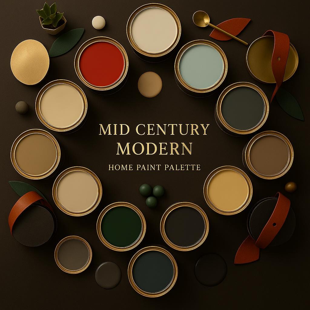 Mid-century Modern Paint Palette: Whole House Color Scheme (PDF ...