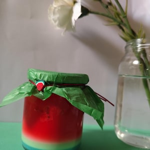 Watermelon Candle in a Glass Jar Fruity Soy Candle Fresh and Summery Gift Candle Realistic Candle Ideal for Gift Giving Hyperrealism