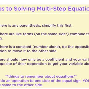 Multistep Algebraic Equations with steps