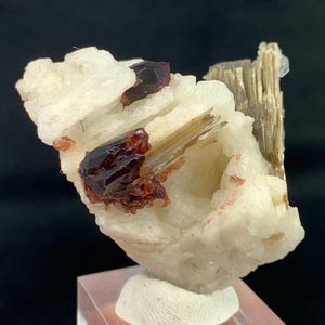 Natural SPESSARTINE Garnet Crystal with Feldspar – Terminated Garnet Combo Specimen from Gilgit, Pakistan