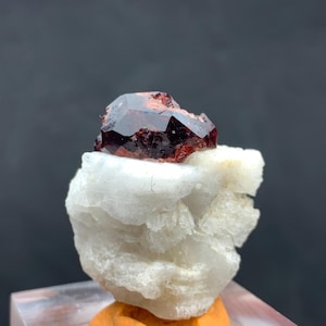 Natural SPESSARTINE Garnet Crystal with Feldspar – Terminated Garnet Combo Specimen from Gilgit, Pakistan – 32.61 Grams