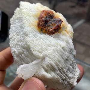 Natural Spessartine Garnet with Feldspar | Terminated Garnet Crystal Cluster | Mineral Specimen from Gilgit, Pakistan | 326 Grams