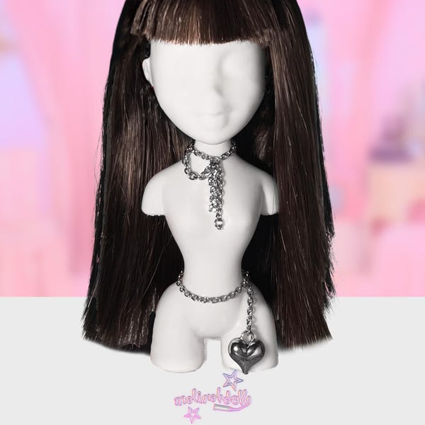 Bratz Doll Heart Jewelry Set Pink Girly Designer Necklace Belt 1/6 Scale malinahDoll