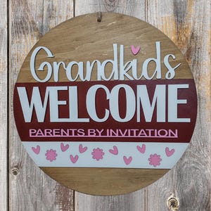 Grandkids Welcome Door Hanger, Funny Grandparent Sign, Laser Cut Wood