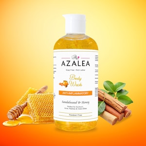 Azalea Natural Body Wash with Honey & Sandalwood, Gently Refreshes and Smooths Skin – Clean Formula, No Harsh Ingredients