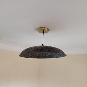 Hammered Antique Brass Dome Light Fixture, Handmade Pendant Light, Brass Oxide Ceiling Lamp, Solid Brass Dome, Moroccan Oxide Light