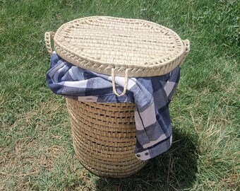 Woven wicker toy box - Rattan palm storage trunk and storage bask