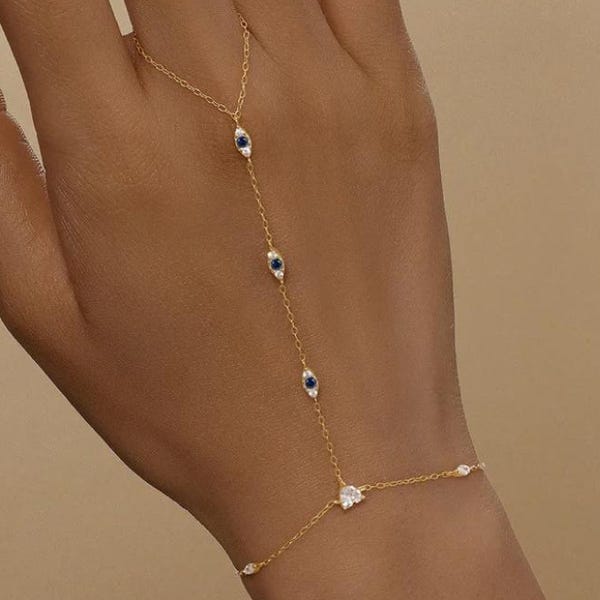 Pulsera de cadena de mano, pulsera de plata de ley 925, elegante pulsera de dedo para mujer, boda, regalo de Navidad, regalo para ella, regalo de cumpleaños