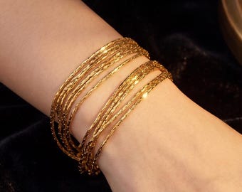 Gold Multi Layer Chain Bracelet, Stainless Steel Layered Bracelet, Waterproof, Stack Bracelet Dainty Bracelet Stackable Jewelry Gift for Her