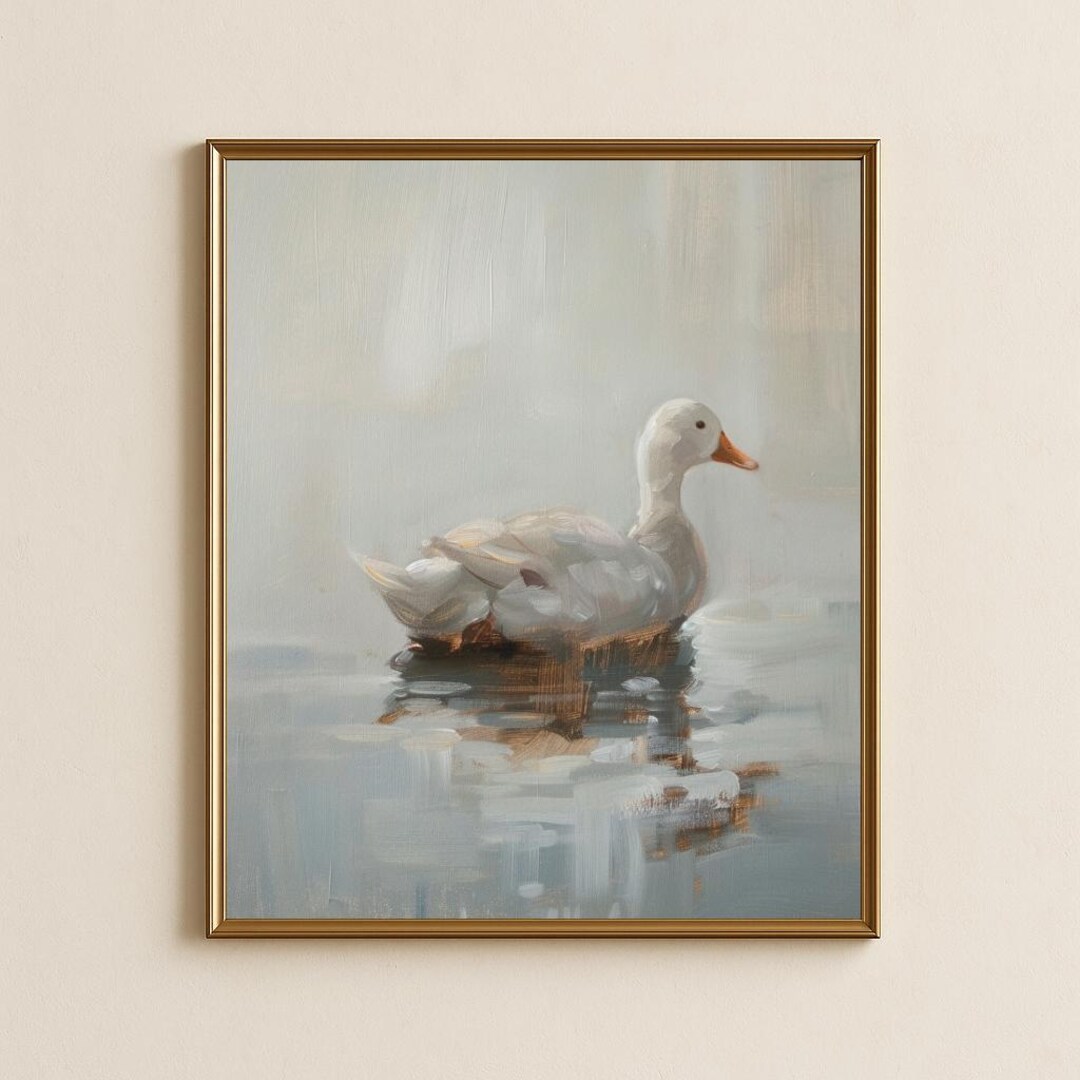 White Duck Painting: Farmhouse Animal Wall Art (digital Download) - Etsy