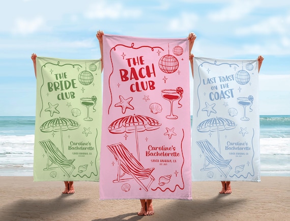 Personalized Bachelorette Beach Towel, Custom Bridesmaid Gift