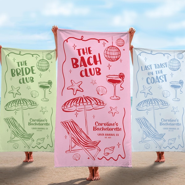 Personalized Bachelorette Beach Towel, Custom Bridesmaid Gift