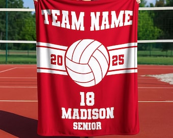 Personalized Volleyball Blankets: Custom Team Senior Night Gift, Girls Team Merch, Sport Cozy Throw