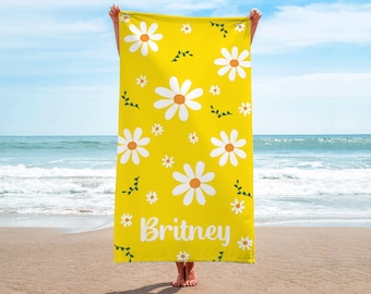 Personalized Daisy Beach Towel: Groovy Custom Pool Towel
