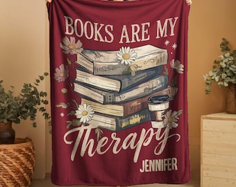 Custom Name Bookish Blanket, Cozy Reading Blanket for Book Lovers, Personalized Name Gift, Valentines Day Gift for Reader, Bookish Quilt