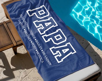 Serviette de plage grand-père, cadeau personnalisé pour la fête des pères, serviette de piscine personnalisée papa papa, cadeaux pour grand-père, cadeau d'anniversaire pour papa, serviettes de plage