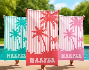 Personalized Palm Tree Beach Towel: Custom Vacation Gift
