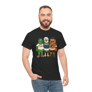 Unisex philly fan mascot t shirt, gritty, philly phanatic,eagles mascot shirt for philly sports fan, t shirt for tailgating