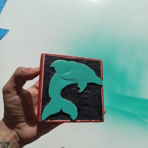 Dolphin, Dolphin Decor, Wood Carved Dolphin, Wooden Dolphin, Dolphin Sign, Dolphin Block, Blue Dolphin, Dolphin Carving, Dolphen