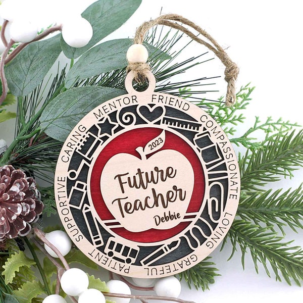 Personalized Future Teacher Ornament, Teacher Christmas Ornament, Student Teacher Christmas Tree Ornament, 2023 Ornament for Student Teacher