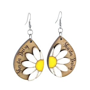 Daisy Earrings, Flower Dangle Earrings, Daisy Jewelry Gift for Women