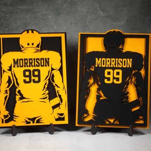 Personalized Custom Football Player Plaque, Football Sign, High School Football Player Award, League Ball, Senior Football Gift Choose Color