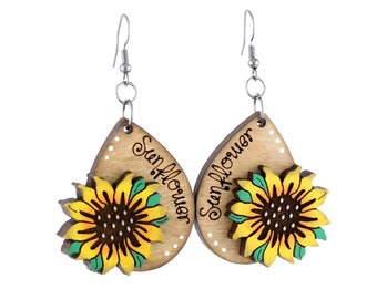 Pendientes de girasol, joyas de pendientes colgantes de girasol, regalo de girasol para ella