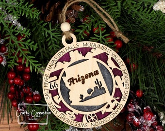 Arizona Ornament Oval Christmas Tree Decoration Southwestern State Home Tie Dye Love