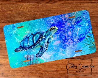 Placa frontal de tortuga marina, placa de playa, placa personalizada, placa de coche personalizada