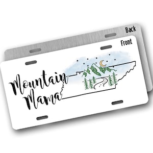 Tennessee License Plate, State Custom License Plate, Mountain Mama Vanity Car Tag on White