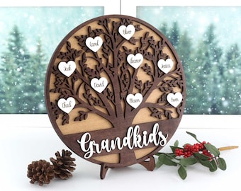 Letrero de árbol genealógico personalizado con nombres, decoración de madera personalizada