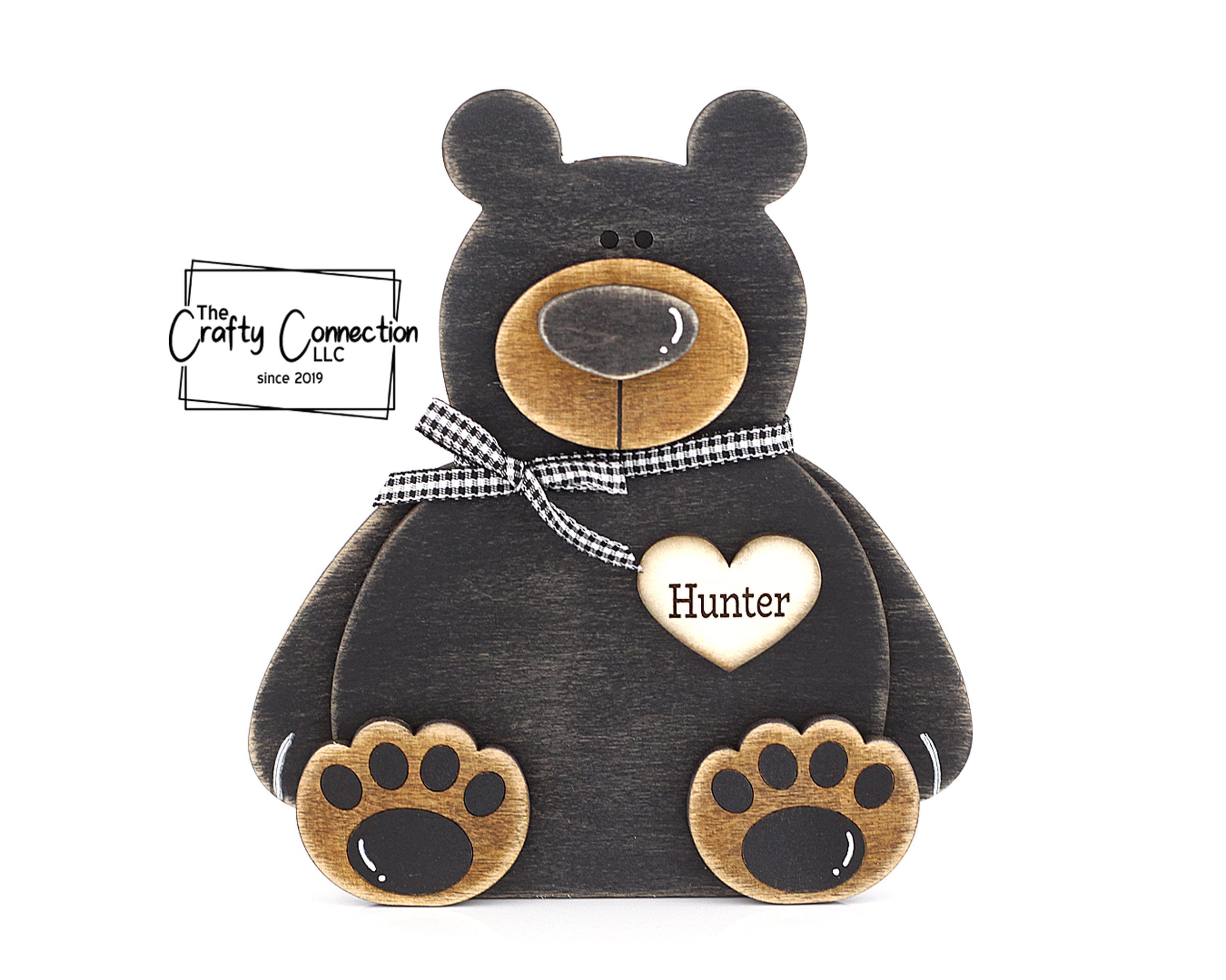 Black Bear Home Decor, Personalized Bear Gift, Baby Shower Gift With ...