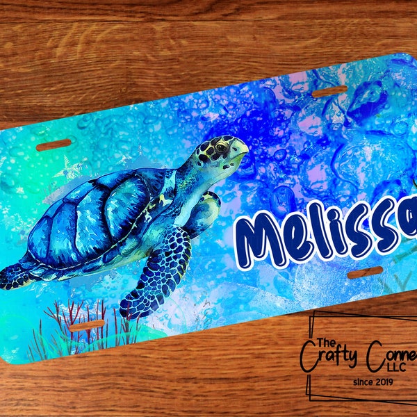 Sea Turtle Front License Plate, Beach License Plate, Custom License Plate, Sea Turtle Vanity Car Tag, Personalized Name