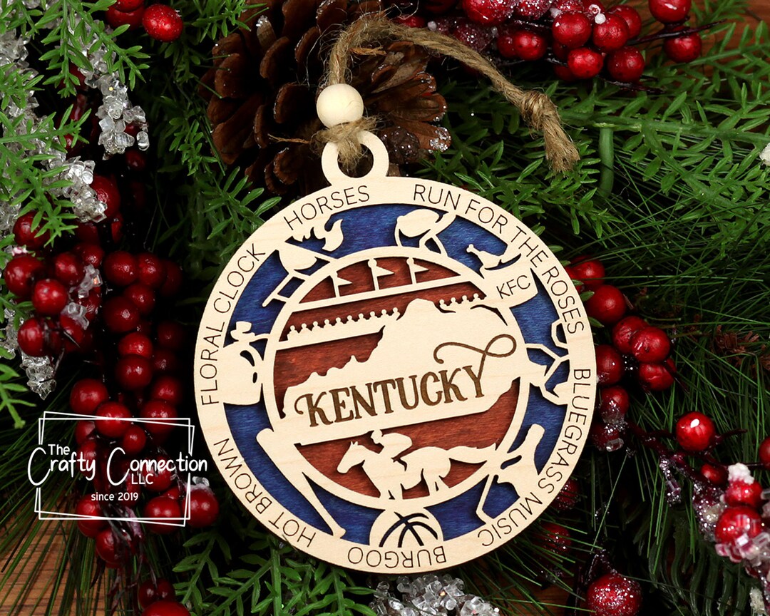 Kentucky Christmas Ornament Kentucky Ornament Wooden Etsy