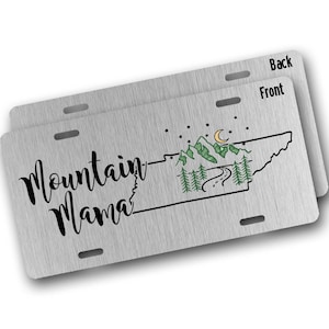 Tennessee License Plate, State Custom License Plate, Mountain Mama Vanity Car Tag on Silver