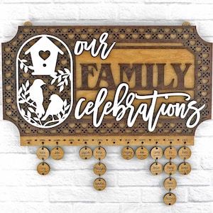 Perpetual Calendar, Family Birthday Calendar, Family Celebrations Sign, Personalized Birthday Gift, Birthday Board