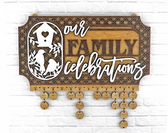 Calendario perpetuo, calendario de cumpleaños familiar, letrero para celebraciones familiares, regalo de cumpleaños personalizado, tablero de cumpleaños