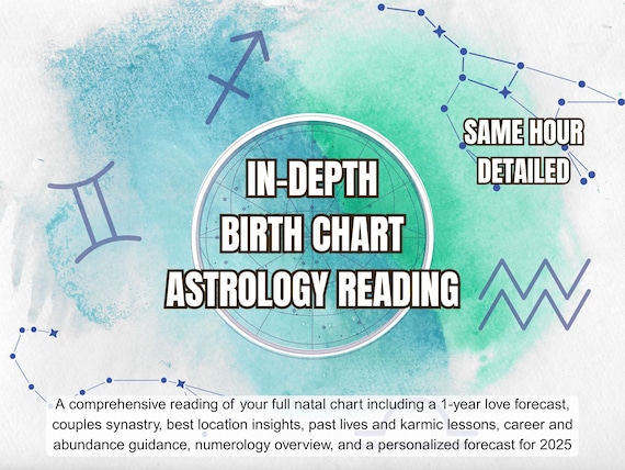 In Depth Natal Chart Reading, Birth Chart Astrology Reading, Full Personalized Natal Chart Analysis Report + 1 Year Love Astrology Forecast