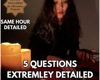 Lectura de tarot de 5 preguntas a la misma hora, entrega instantánea, con visión espiritual precisa, lectura psíquica del amor y la carrera profesional.