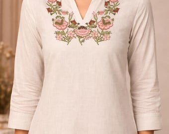 Floral Neck Embroidery Design file – Machine Embroidery Pattern (Instant Download)