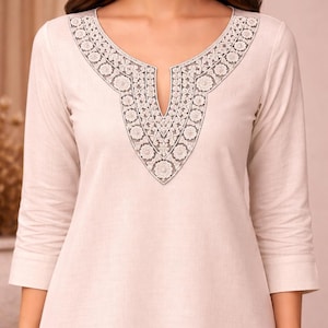 Neck and sleeves Embroidery Design: Floral Blouse, Kurti Pattern (Instant Download)